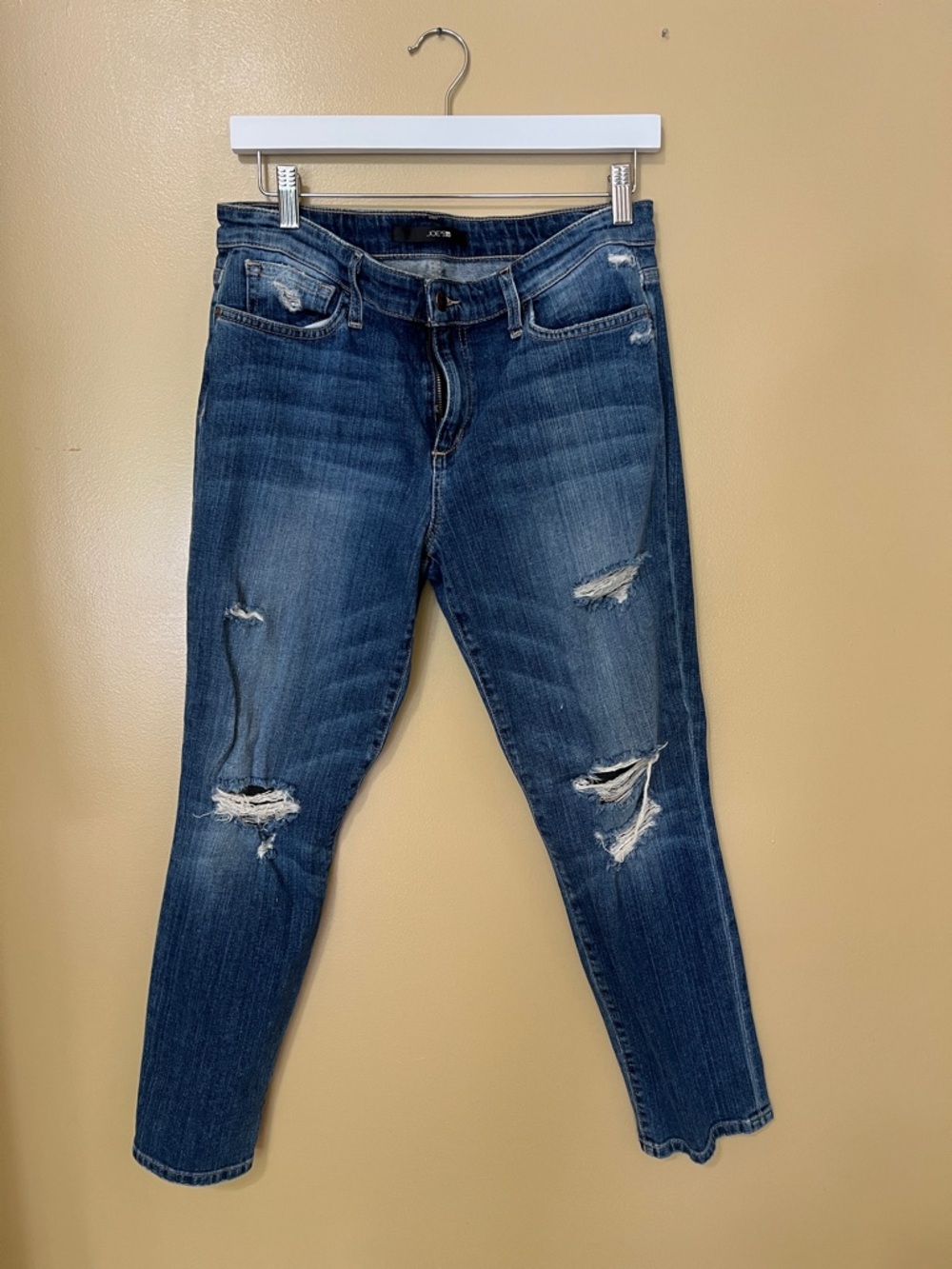 Joe's Jeans Distressed Skinny in Dark Blue Denim